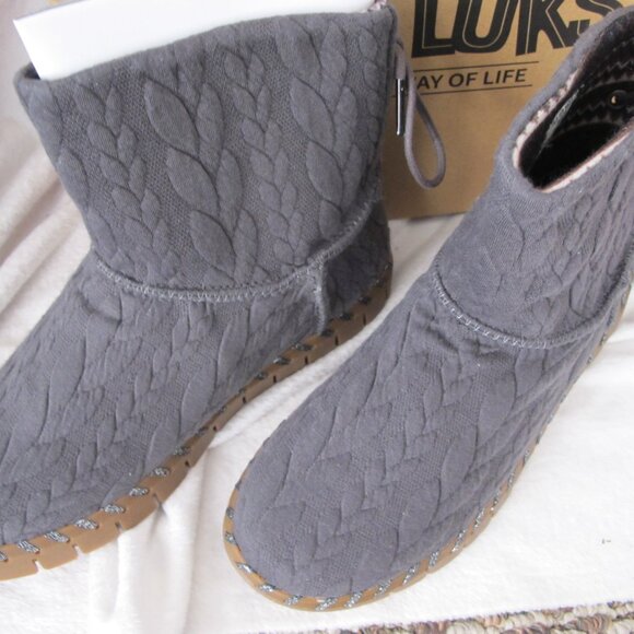 New in Box - Muk Luks Gray Hoboken Ankle Boots - 6.5 - Picture 5 of 10